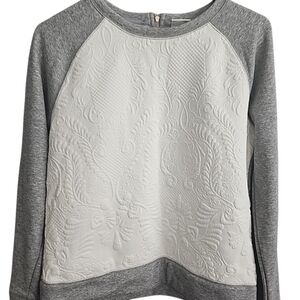 NEW A New Day Embelished Sweatshirt S Winter White/Grey Back Zipper, Embossed